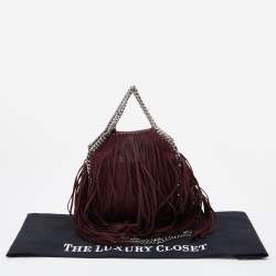 Pre Owned Stella McCartney Burgundy Faux Suede Falabella Fringe Shoulder Bag