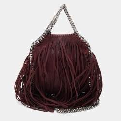 Pre Owned Stella McCartney Burgundy Faux Suede Falabella Fringe Shoulder Bag