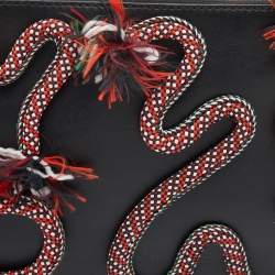 Pre Owned Stella McCartney Black Faux Leather Snake Rope Embellished Pouch Clutch