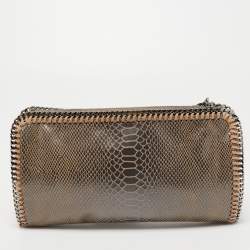 Pre Owned Stella McCartney Silver/Beige Faux Suede Falabella Clutch