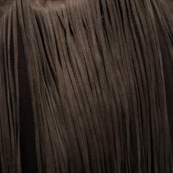 Pre Owned Stella McCartney Dark Brown Faux Suede Fringe Small Falabella Tote