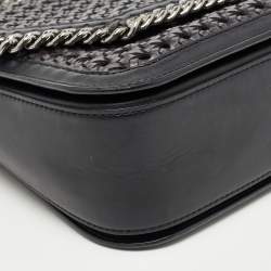 Pre Owned Stella McCartney Black Woven Faux Leather Falabella Box Shoulder Bag