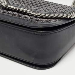 Pre Owned Stella McCartney Black Woven Faux Leather Falabella Box Shoulder Bag