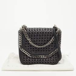 Pre Owned Stella McCartney Black Woven Faux Leather Falabella Box Shoulder Bag