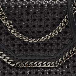 Pre Owned Stella McCartney Black Woven Faux Leather Falabella Box Shoulder Bag