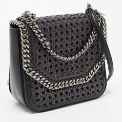 Pre Owned Stella McCartney Black Woven Faux Leather Falabella Box Shoulder Bag
