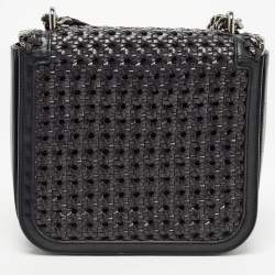 Pre Owned Stella McCartney Black Woven Faux Leather Falabella Box Shoulder Bag