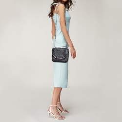 Pre Owned Stella McCartney Black Woven Faux Leather Falabella Box Shoulder Bag