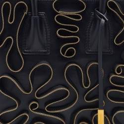 Pre Owned Stella McCartney Black Faux Leather Zip Cavendish Tote