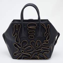 Pre Owned Stella McCartney Black Faux Leather Zip Cavendish Tote