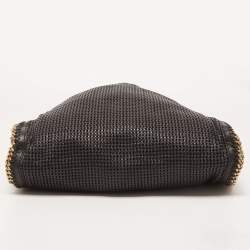 Pre Owned Stella McCartney Black Woven Faux Leather Large Falabella Tote