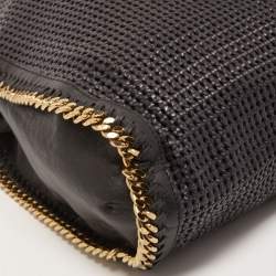Pre Owned Stella McCartney Black Woven Faux Leather Large Falabella Tote
