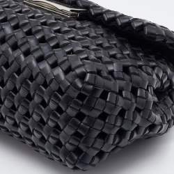 Pre Owned Stella McCartney Black Woven Faux Leather Falabella Top Handle Bag