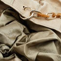Pre Owned Stella McCartney Beige Canvas and Satin Chain Shoulder Bag