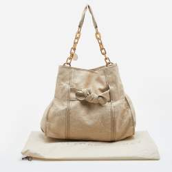 Pre Owned Stella McCartney Beige Canvas and Satin Chain Shoulder Bag