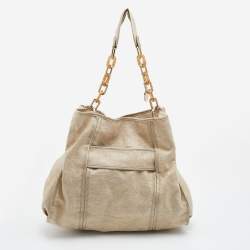 Pre Owned Stella McCartney Beige Canvas and Satin Chain Shoulder Bag