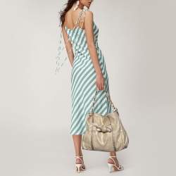 Pre Owned Stella McCartney Beige Canvas and Satin Chain Shoulder Bag