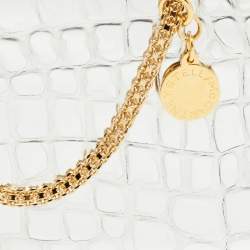 Stella McCartney Silver Embossed Crocodile Faux Leather Grace Chain Clutch