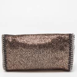 Pre Owned Stella McCartney Black/Rose Gold Faux Leather Falabella Flap Shoulder Bag