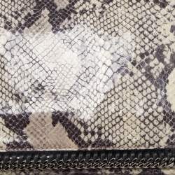 Stella McCartney Black/Grey Faux Python Leather Falabella Fold-Over Clutch