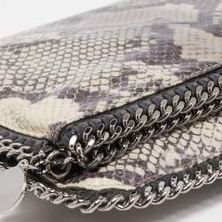Stella McCartney Black/Grey Faux Python Leather Falabella Fold-Over Clutch