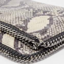 Stella McCartney Black/Grey Faux Python Leather Falabella Fold-Over Clutch