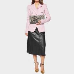 Stella McCartney Black/Grey Faux Python Leather Falabella Fold-Over Clutch