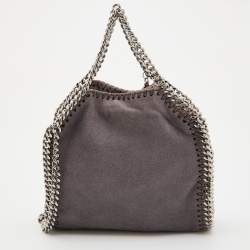 Pre Owned Stella McCartney Grey Faux Suede Tiny Falabella Tote