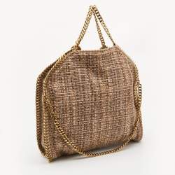Pre Owned Stella McCartney Beige/Brown Woven Shimmer Fabric Small Falabella Tote