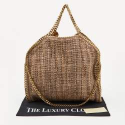 Pre Owned Stella McCartney Beige/Brown Woven Shimmer Fabric Small Falabella Tote
