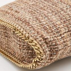 Pre Owned Stella McCartney Beige/Brown Woven Shimmer Fabric Small Falabella Tote