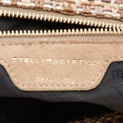 Pre Owned Stella McCartney Beige/Brown Woven Shimmer Fabric Small Falabella Tote