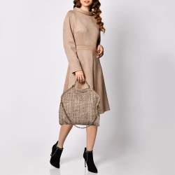 Pre Owned Stella McCartney Beige/Brown Woven Shimmer Fabric Small Falabella Tote