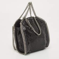 Pre Owned Stella McCartney Black Faux Leather and Chainmaille Tiny Falabella Tote