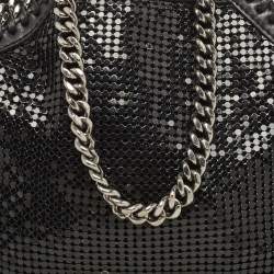 Pre Owned Stella McCartney Black Faux Leather and Chainmaille Tiny Falabella Tote