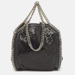 Stella McCartney Black Faux Leather and Chainmaille Tiny Falabella Tote