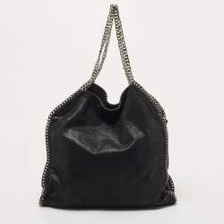 Pre Owned Stella McCartney Black Faux Leather Large Falabella Tote