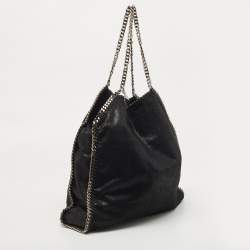 Pre Owned Stella McCartney Black Faux Leather Large Falabella Tote