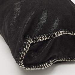 Pre Owned Stella McCartney Black Woven Faux Suede Large Falabella Tote