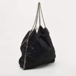 Pre Owned Stella McCartney Black Woven Faux Suede Large Falabella Tote