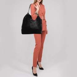 Pre Owned Stella McCartney Black Woven Faux Suede Large Falabella Tote