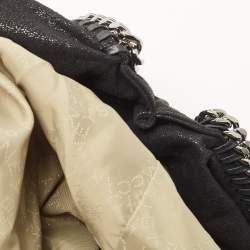 Pre Owned Stella McCartney Black Woven Faux Suede Large Falabella Tote
