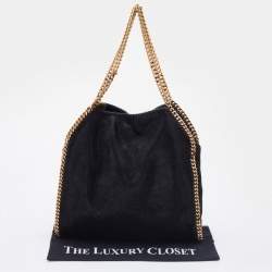 Pre Owned Stella McCartney Black Faux Leather Falabella Tote