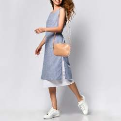 Pre Owned Stella McCartney Beige Faux Leather Perforated Logo Camera Bag