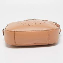 Pre Owned Stella McCartney Beige Faux Leather Perforated Logo Camera Bag