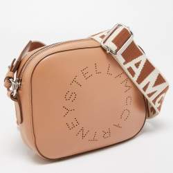 Pre Owned Stella McCartney Beige Faux Leather Perforated Logo Camera Bag