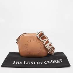 Pre Owned Stella McCartney Beige Faux Leather Perforated Logo Camera Bag