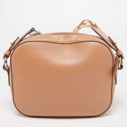 Pre Owned Stella McCartney Beige Faux Leather Perforated Logo Camera Bag