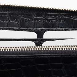 Pre Owned Stella McCartney Bronze/Black Faux Snakeskin and Croc Embossed Star Zip Around Wallet