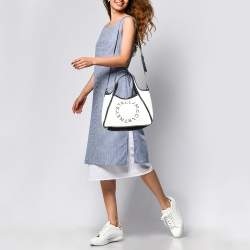 Pre Owned Stella McCartney Off White Canvas and Faux Leather Stella Logo Tote